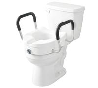 Levede Raised Toilet Seat with Handles, Height Adjustable Toilet Seat Riser 4.7 Inch, Adjustable Width 45-55cm, Sturdy Aluminium Frame, Raised Toilet Seats for Elderly, Disabled & Recovery Support