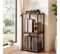 Levede Record Player Stand Side Table With Vinyl Storage 3-Tier Wood Brown