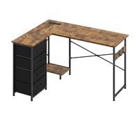 Levede Reversible L-shaped Corner Desk 4 Drawers for Office or Gaming in Brown Levede Brown
