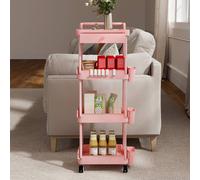 Levede Rolling Kitchen Cart Portable Serving Trolley Beauty Storage Rack in Pink Levede Pink