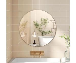 Levede Round Bathroom Mirror, 40cm Circle Mirror Brushed Frame Wall Mirror Metal Framed with Dovetail Hook 3.5mm Tempered HD Glass for Makeup Bedroom Living Room Entryway, Gold