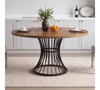 Levede Round Dining Table for 4-6 People 30mm MDF Metal Base, Kitchen, Brown Levede Brown
