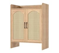 Levede Shoe Cabinet 5-Layer Rattan Double Wooden Doors White Entrance Storage in Light Brown Levede Light Brown