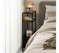 Levede Side End Table Industrial 3 Tier Wooden Oxford Storage Basket