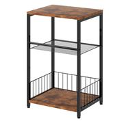 Levede Side Table Bedside End Table 3 Tier Metal Wood Storage Vintage Brown