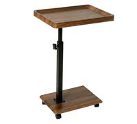 Levede Side Table Height Adjustable 49.5-83.5cm 360°Rotating, MDF, Walnut in Brown Levede Brown