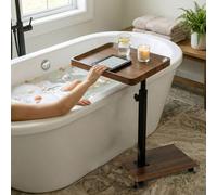 Levede Side Table Height Adjustable 49.5-83.5Cm Rotating,mdf,walnut