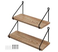 Levede Solid Floating Shelves Wall Mounted Hanging Shelf Set of 2 Rustic 40cm in Brown Levede Brown