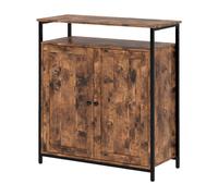 Levede Storage Cabinet Walnut 2 Doors Sideboard Adjustable Industrial Style Levede Walnut