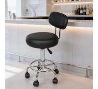 Levede Swivel Drafting Chair Round Rolling Stool Leather Height Adjustable