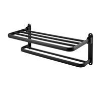 Levede Towel Holder with 2 Bars Wall Mounted Black No Drill Bathroom Shelf Levede Black