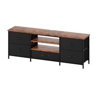 Levede TV Stand Cabinet Entertainment Unit Stand 140cm Storage Shelves in Brown Levede Brown