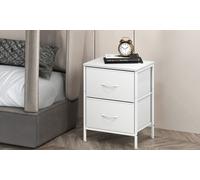 Levede Two-Drawer Bedside Table in White
