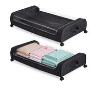 Levede Underbed Storage on Wheels Storage Boxes with Lid Metal Frame 2 Pack, Under Bed Shoe Storage Visible Storage for Clothes Shoes Toys Blankets