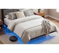 Levede Upholstered Floating Bed Frame with LED Lights and Storage Headboard