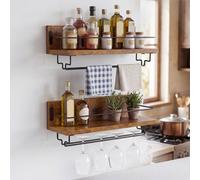 Levede Wall Wine Rack With Glass Holder Floating Wine Shelf Home Bar Storage