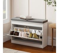 Levede White Plastic Hallway Shoe Storage Cabinet 75Cm Bench Organiser Unit