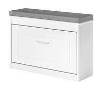 Levede White Plastic Hallway Shoe Storage Cabinet 75cm Bench Organiser Unit Levede White
