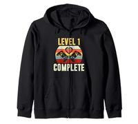 Level 1 Complete Vintage 1st Wedding Anniversary First Year Zip Hoodie