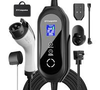 Level 1 & Level 2 EV Charger - 16A Adjustable Current, Delay Charging | 110V-240V, 21FT Cable | Compatible with All SAE J1772 EVs/PHEVs | NEMA 6-20 Plug & 5-15 Adapter