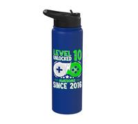 Level 10 Unlocked Birthday 10 Year Old Gifts 10th Birthday Stainless Steel Insulated Water Bottle