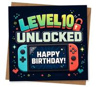 Level 10 Unlocked Happy Birthday Card for Gamer, Video Game Console Design Birthday Card