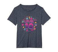 Level 10 Unlocked: Milestone Birthday Achievement T-Shirt, Women's Plus, Heather Blue, 6X