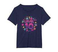 Level 10 Unlocked: Milestone Birthday Achievement T-Shirt, Women's Plus, Navy, 6X