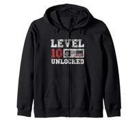 Level 10 Unlocked Vintage 10yr Old Gamer Gifts 10th Birthday Zip Hoodie