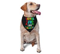 Level 100 Days of School Unlocked Dog Bandanas Pet Scarf Triangle Bib Cats Adjustable Kerchief Accessories for Small Medium Large Puppy
