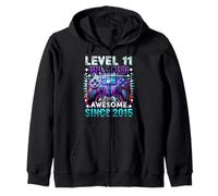 Level 11 Unlocked Awesome Since 2015 11th Birthday Boy Zip Hoodie