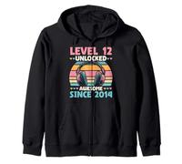 Level 12 Unlocked Awesome Since 2014 12th Birthday Gaming Zip Hoodie
