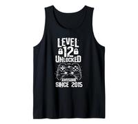 Level 12 Unlocked Awesome Since 2015 12th Birthday Gaming Tank Top