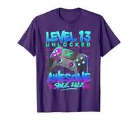Level 13 Unlocked Awesome Since 2012 13th Birthday Gaming T-Shirt, Men, Purple, Large