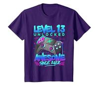 Level 13 Unlocked Awesome Since 2012 13th Birthday Gaming T-Shirt, Youth, Purple, Large