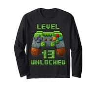 Level 13 Years Unlocked Shirt Video Game 13th Birthday Tee Long Sleeve T-Shirt