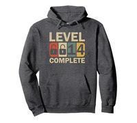 Level 14 Complete For Couples Funny 14th Wedding Anniversary Pullover Hoodie, Adult Unisex, Dark Heather Grey, XX-Large