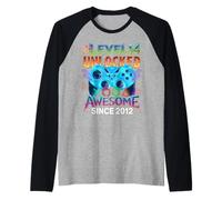 Level 14 Unlocked Awesome Since 2012 14th Birthday Gaming Raglan Baseball Tee
