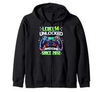 Level 14 Unlocked Awesome Since 2012 14th Birthday Gaming Zip Hoodie