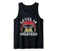Level 14 Unlocked Retro 14th Birthday Video Gamer Boy Girl Tank Top
