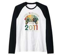 Level 15 Unlocked Awesome Since 2011 15th Birthday Gaming Raglan Baseball Tee