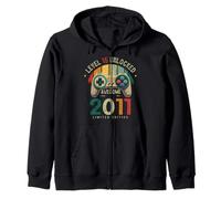 Level 15 Unlocked Awesome Since 2011 15th Birthday Gaming Zip Hoodie