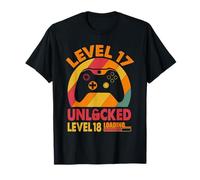 Level 17 Unlocked 17th Vintage Retro Gaming 17 Birthday T-Shirt