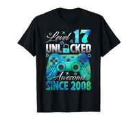 Level 17 Unlocked Awesome Since 2008 17th Birthday Gamer T-Shirt