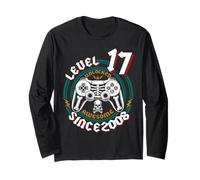 Level 17 Unlocked Awesome Since 2008, Gamer 17th Birthday Long Sleeve T-Shirt