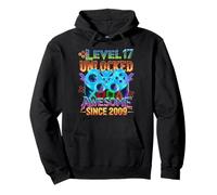 Level 17 Unlocked Awesome Since 2009 17th Birthday Gaming Pullover Hoodie