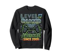 Level 17 Unlocked Awesome Since 2009 17th Birthday Gaming Sweatshirt