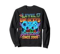 Level 17 Unlocked Awesome Since 2009 17th Birthday Gaming Sweatshirt
