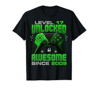 Level 17 Unlocked Awesome Since 2009 17th Birthday Gaming T-Shirt