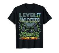 Level 17 Unlocked Awesome Since 2009 17th Birthday Gaming T-Shirt